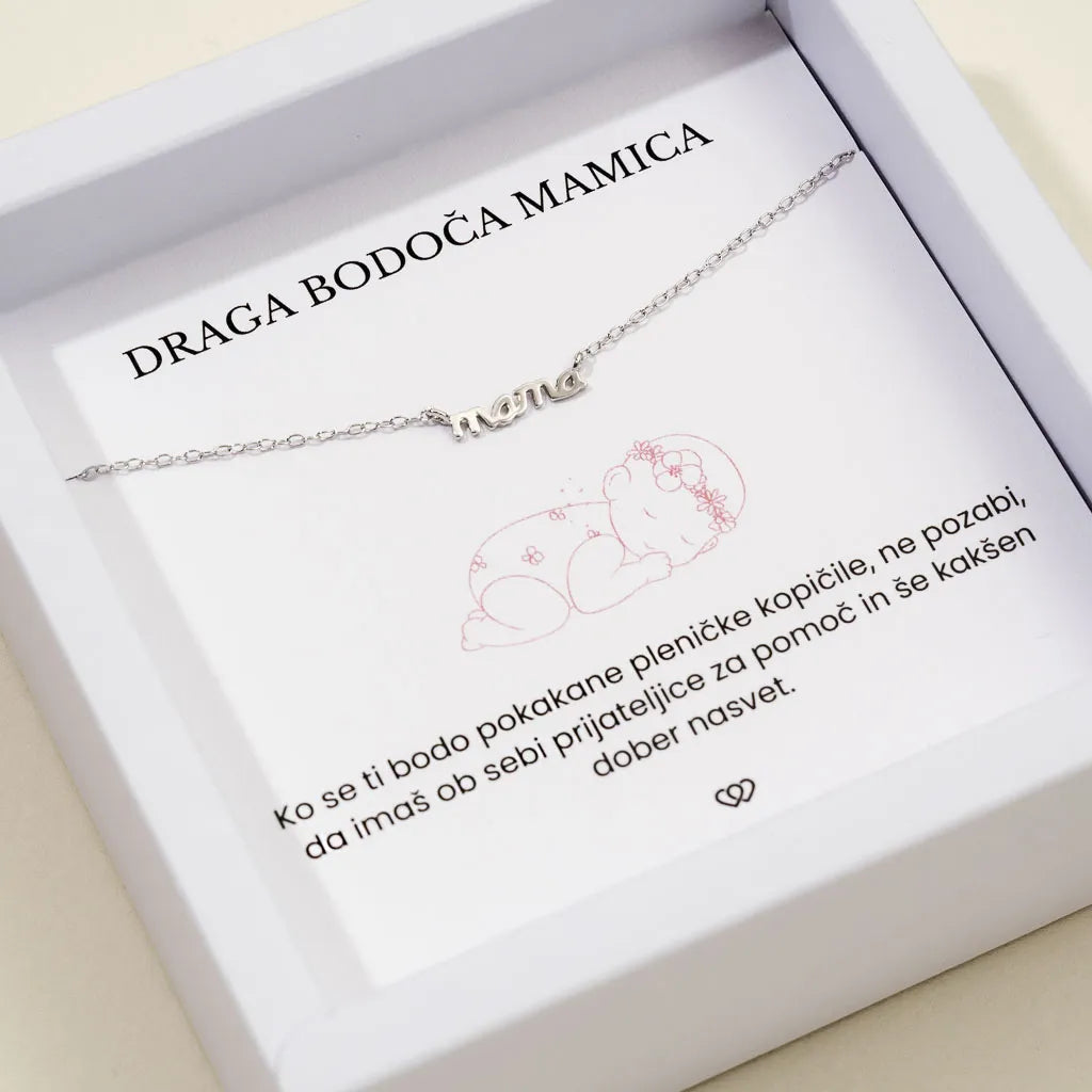 Draga bodoča mamica + Verižica Mama – srebrna