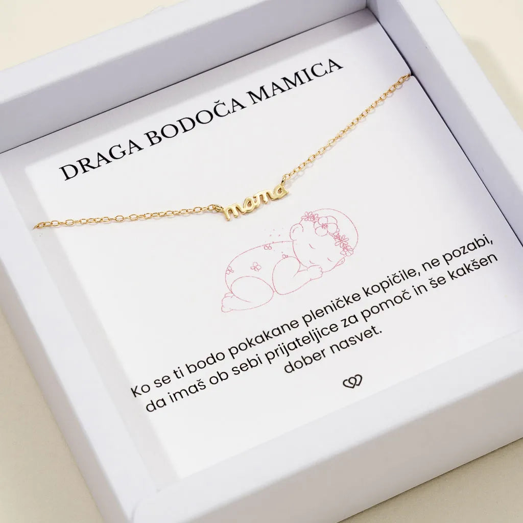 Draga bodoča mamica + Verižica Mama – zlata