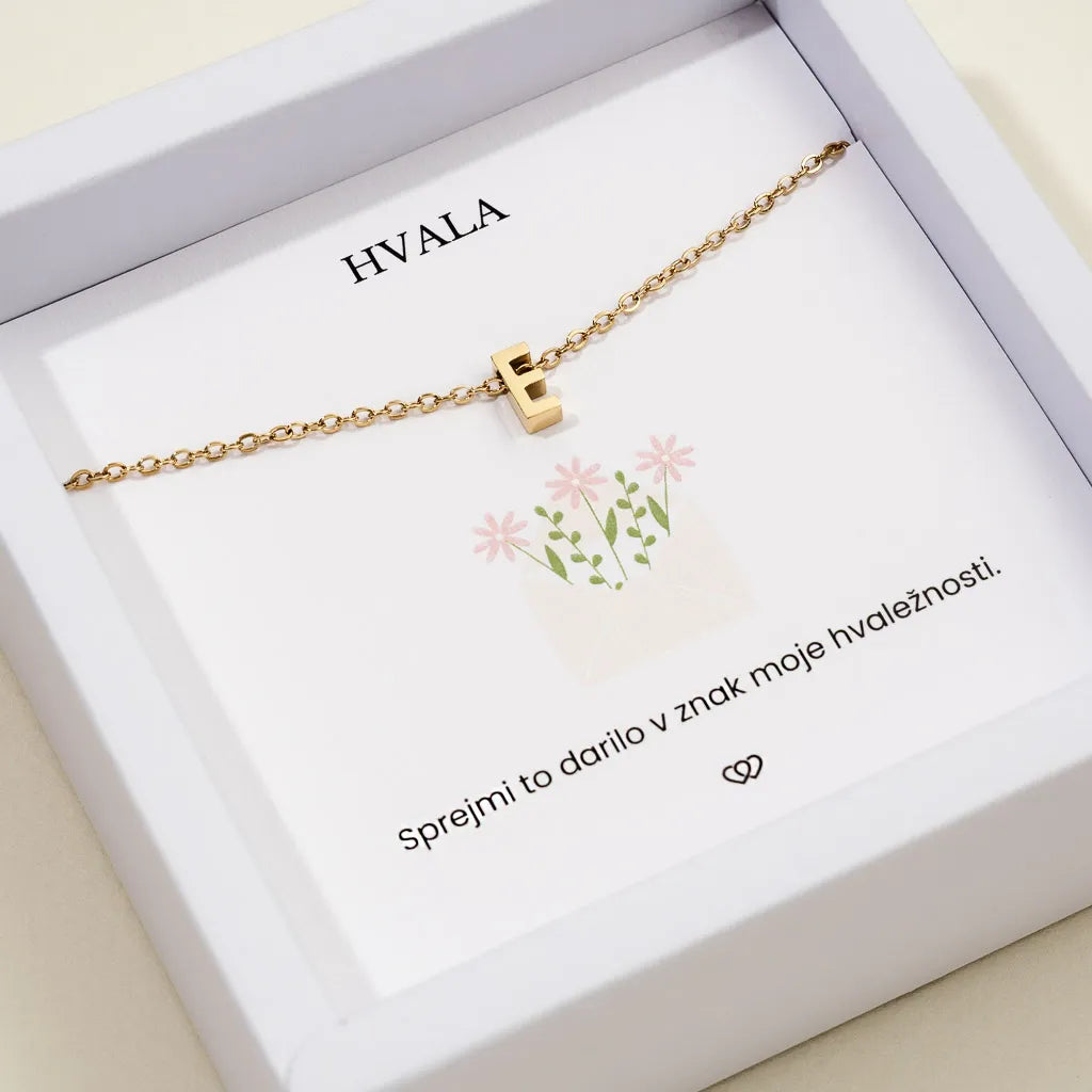 Hvala + Verižica Inicialka – zlata
