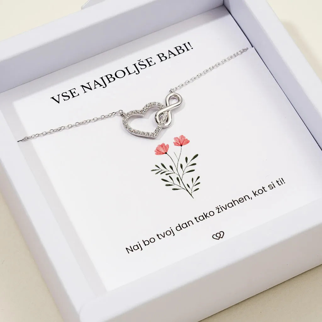 Vse najboljše babi + Verižica Ljubezen – srebrna